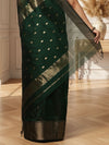 Modern Maheshwari Pure Silk Butta Body Green Saree
