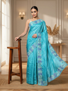 Silkmark Certified Lively Pure Tussar Cutwork Blue Saree