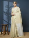 Effulgent Pure Tissue Linen Handdyed Saree Off White