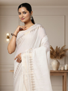 Handcrafted Gleaming Kota Silk White Jacquard Saree