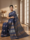 Adorable Eri Tussar Silk Embroidered Blue Saree