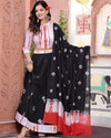 Indiehaat | Festive Fusion Lehanga Choli Set Eerie Black BlockPrinted