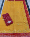 Indiehaat | Kota Cotton Kachi Gotta Yellow Saree