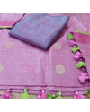 Pure Linen Idyllic Pink Dupatta & Katan Silk Purple Top Set