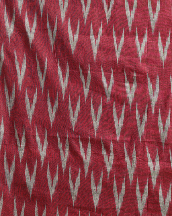 Mesmerizing Ikkat Cotton Suit Red (Top+Bottom+Dupatta)