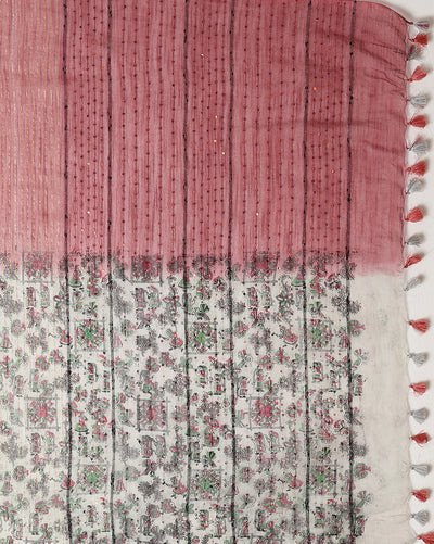 Half Dye Half Print Kota Silk Saree Charm Pink