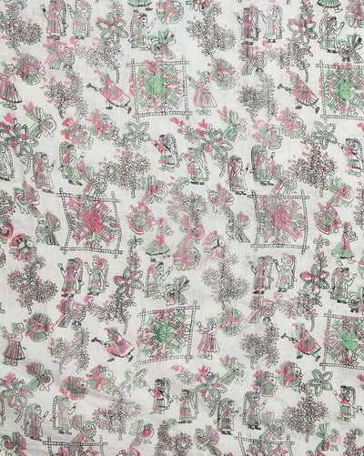 Half Dye Half Print Kota Silk Saree Summer Sky Blue