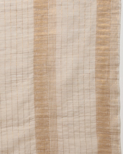 Embroidered Bansbara Tussar Silk Saree Pale Silver