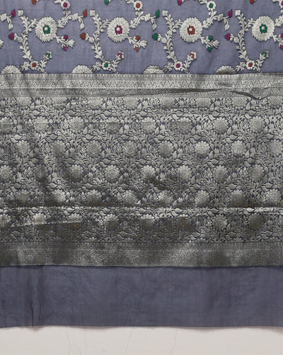 Kota Banarasi Silk Saree Violet Handcrafted