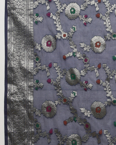 Kota Banarasi Silk Saree Violet Handcrafted