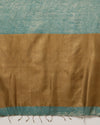 Tissue Linen Green Saree Gold Shimmer Pallu
