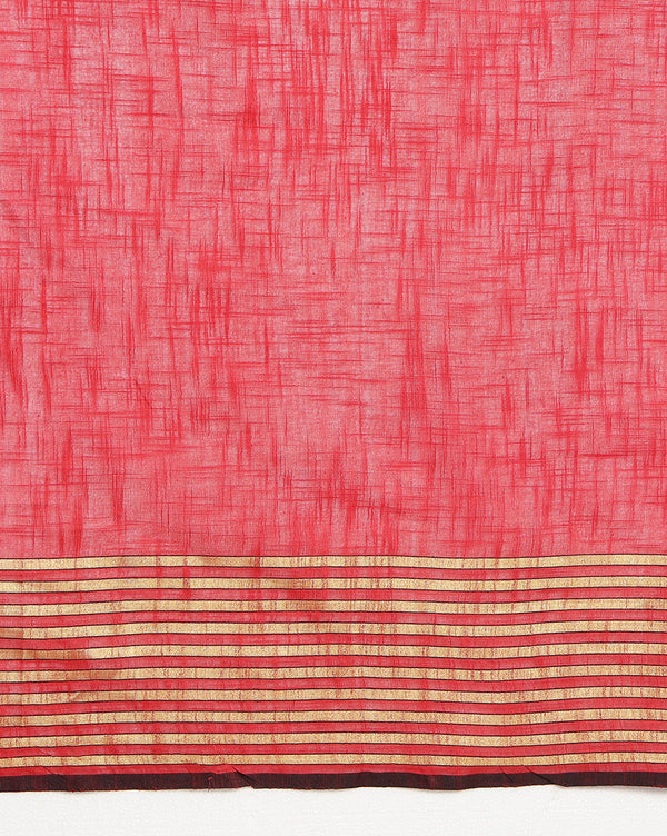 Fiery Khadi Linen Saree Red