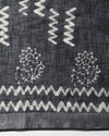 Unique Slub Linen Saree Batik Print Black