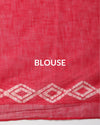 Crimson Slub Linen Saree Batik Print Rubine Red