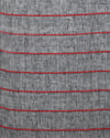 Bold Handwoven Pure Linen Gray Saree Striped Design
