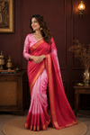 Buy Half Dye Half Print Kota Silk Pink Saree Online