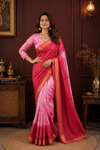 Buy Half Dye Half Print Kota Silk Pink Saree Online