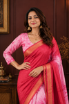 Buy Half Dye Half Print Kota Silk Pink Saree Online