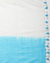 Surreal Pure Linen Saree Hand Embroidered White & Blue