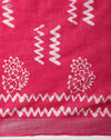 Blushing Slub Linen Batik Print Saree Pink