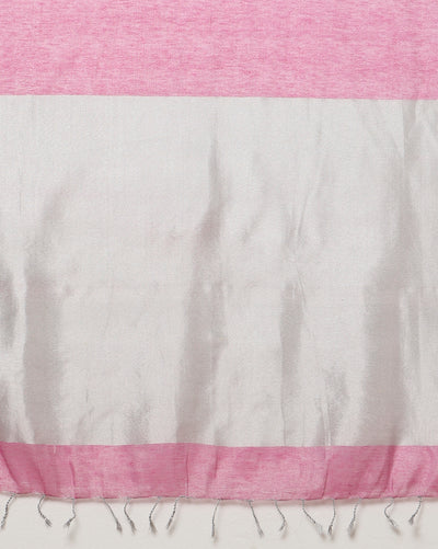 Modern Pure Tissue Linen Handdyed Saree Pink