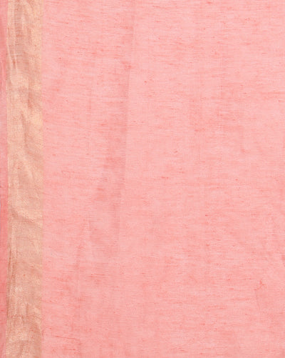 Banarasi Silk Linen Pink Handloom Saree