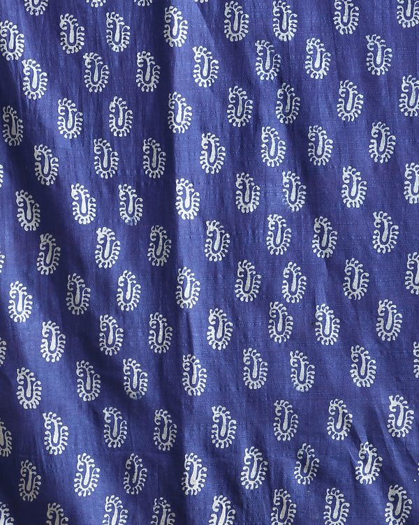 Katan Silk Decorous Blockprint Blue & Green Suit