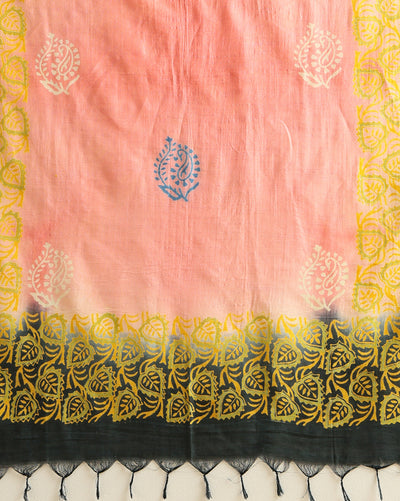 Katan Silk Precious Blockprint Pink Suit (T+B+D)