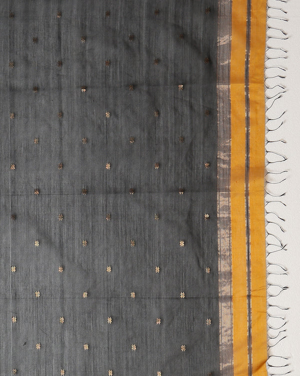 Melodic Pure Maheshwari Silk Handloom Saree Yellow & Brown