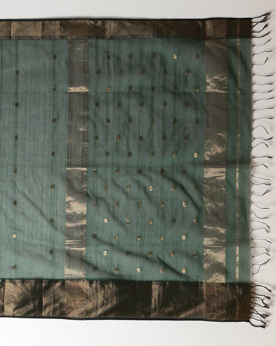 Modern Maheshwari Pure Silk Butta Body Green Saree