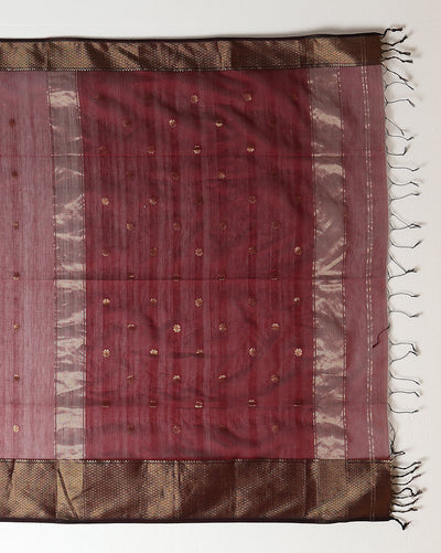 Poetic Maheshwari Pure Silk Butta Body Red Saree