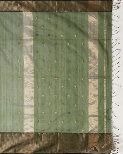 Serene Maheshwari Pure Silk Butta Body Green Saree