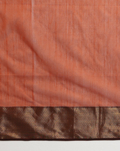 Glowing Maheshwari Pure Silk Butta Body Orange Saree