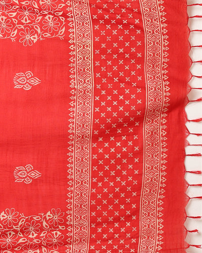 Katan Silk Ethereal Blockprint Red Suit