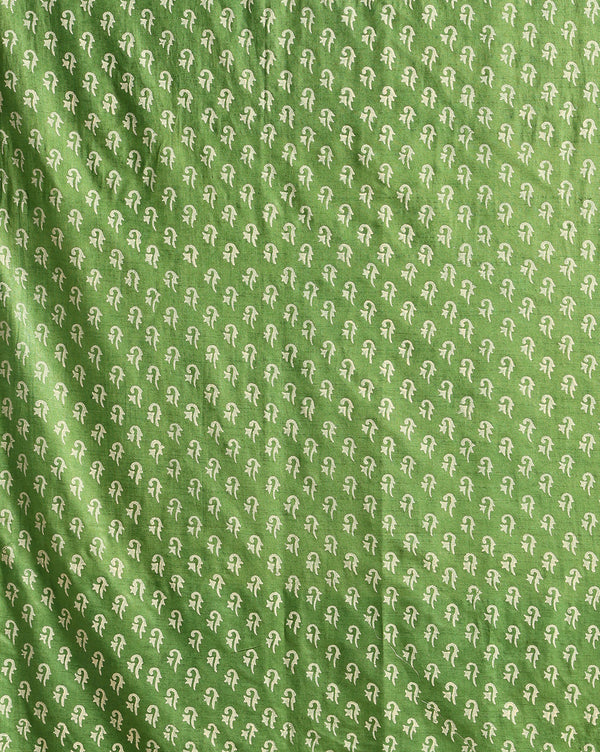 Katan Silk Splendid Blockprint Leaf Green Suit