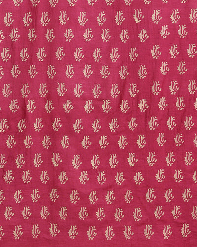 Katan Silk Lustrous Blockprint Magenta Suit (T+B+D)