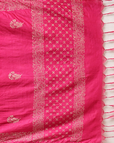 Katan Silk Effulgent Blockprint Pink Suit