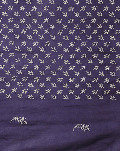 Katan Silk Glowing Blockprint Indigo Blue Suit (T+B+D)