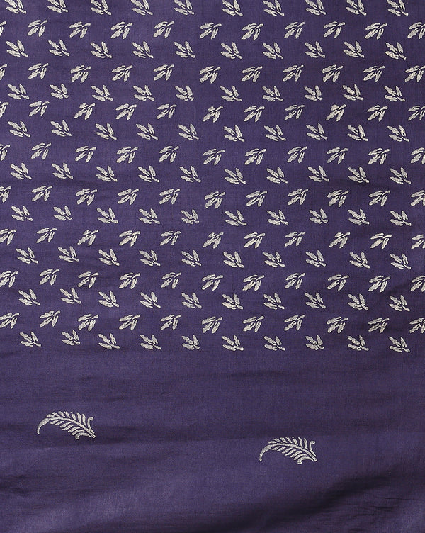 Katan Silk Glowing Blockprint Indigo Blue Suit