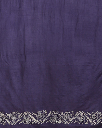 Katan Silk Glowing Blockprint Indigo Blue Suit (T+B+D)