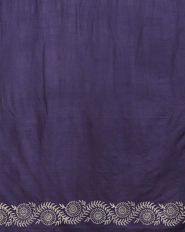 Katan Silk Glowing Blockprint Indigo Blue Suit