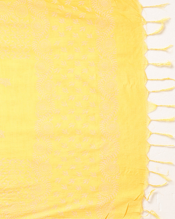 Katan Silk Radiant Blockprint Golden Yellow Suit