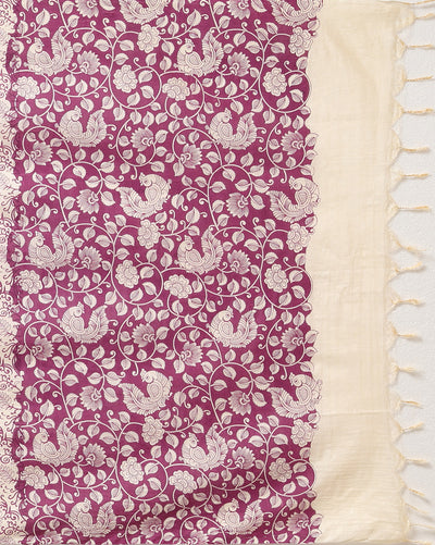 Katan Silk Kinetic Blockprint Violet Suit