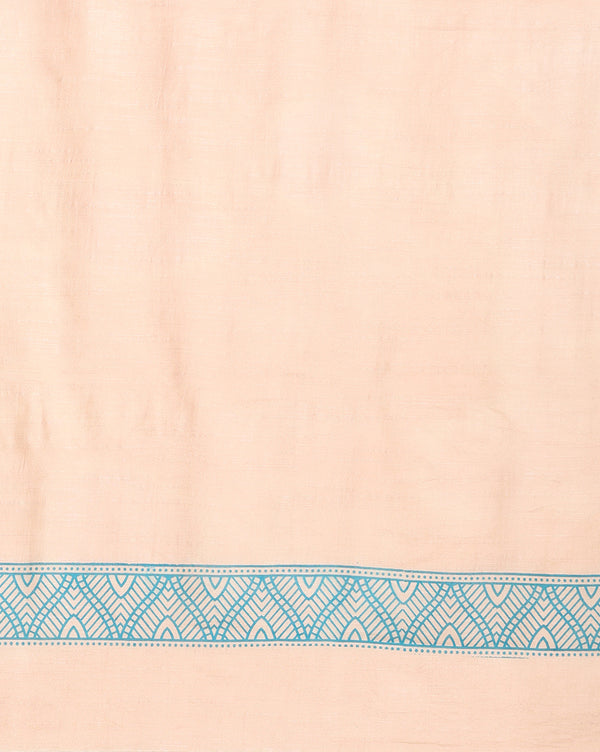Katan Silk Radiating Blockprint Royal Blue Suit (T+B+D)