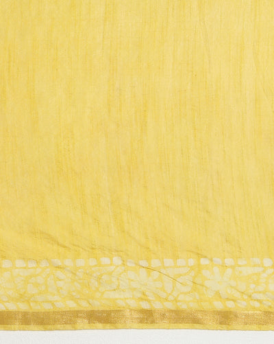 Wax Batik Hand Dyed Kota Silk Saree Purple Yellow