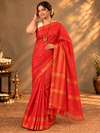 Kota Silk Saree Red Jacquard Weaving | Indiehaat