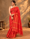 Kota Silk Saree Red Jacquard Weaving | Indiehaat