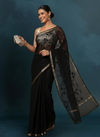 Pure Cotton Kota Doria Saree Black Jaal Embroidery