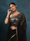 Pure Cotton Kota Doria Saree Black Jaal Embroidery