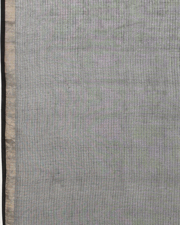 Pure Cotton Kota Doria Saree Black Jaal Embroidery